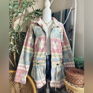 Vintage 80s/90s G4000 Southwestern Aztec Fleece Geometric Zip Up Jacket